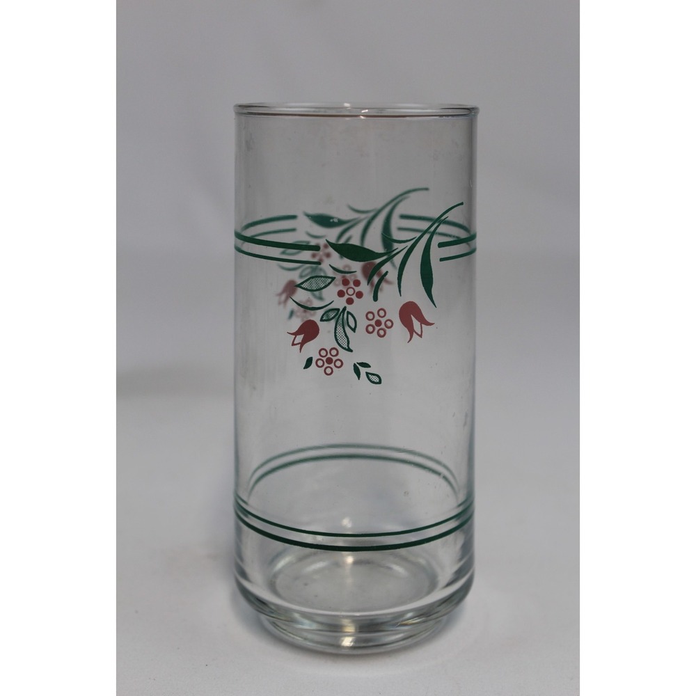 Vintage Libbey Pink Rose Floral Glass Tumbler Set 7 Piece 13oz Retro Drinkware